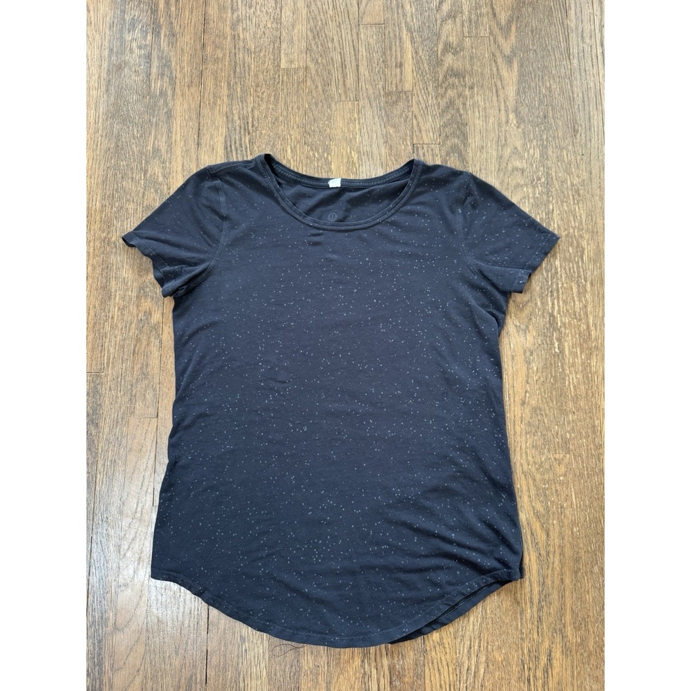 Lululemon Love Crew Short Sleeve T-Shirt Black Splatter Dye Size 4 Pima Cotton